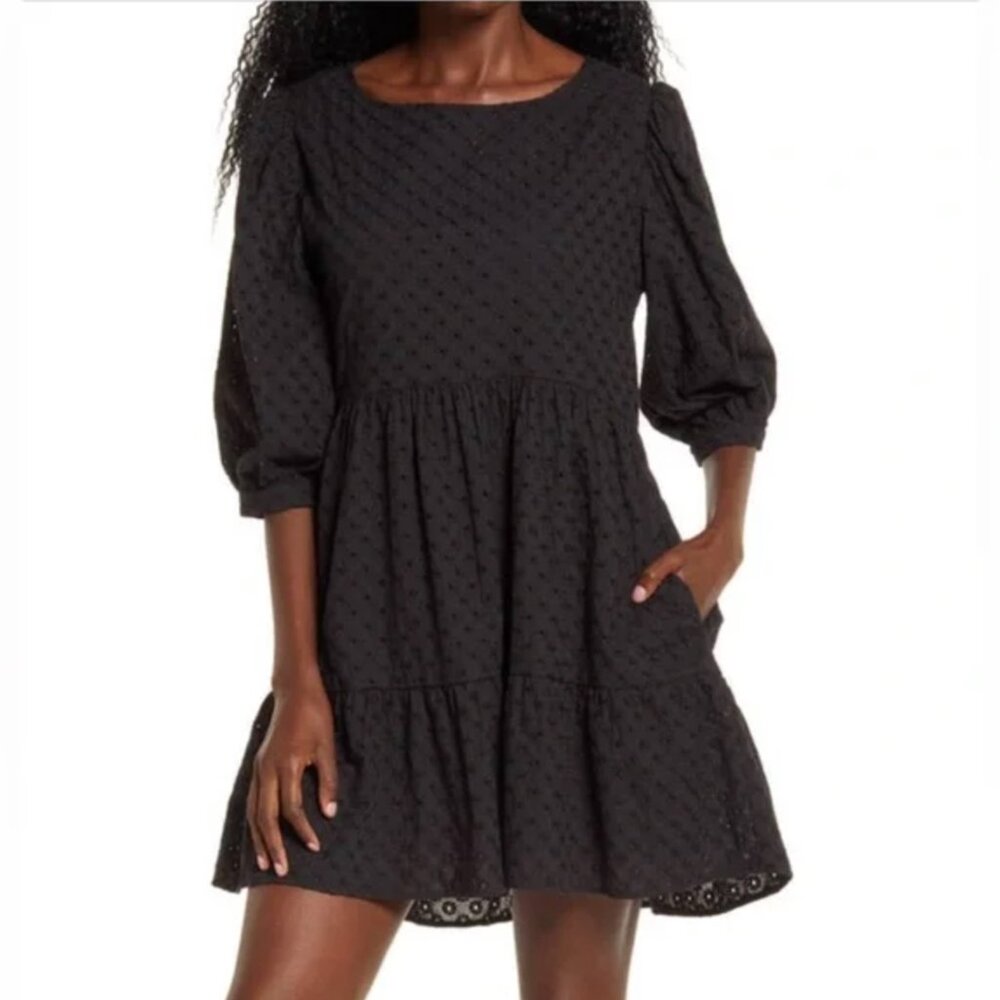 WAYF Dede & Emily Lauren Eyelet Babydoll Dress Sz Small